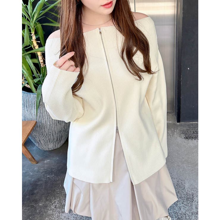 オフショルジップニットカーディガン | INGNI  | 詳細画像1 