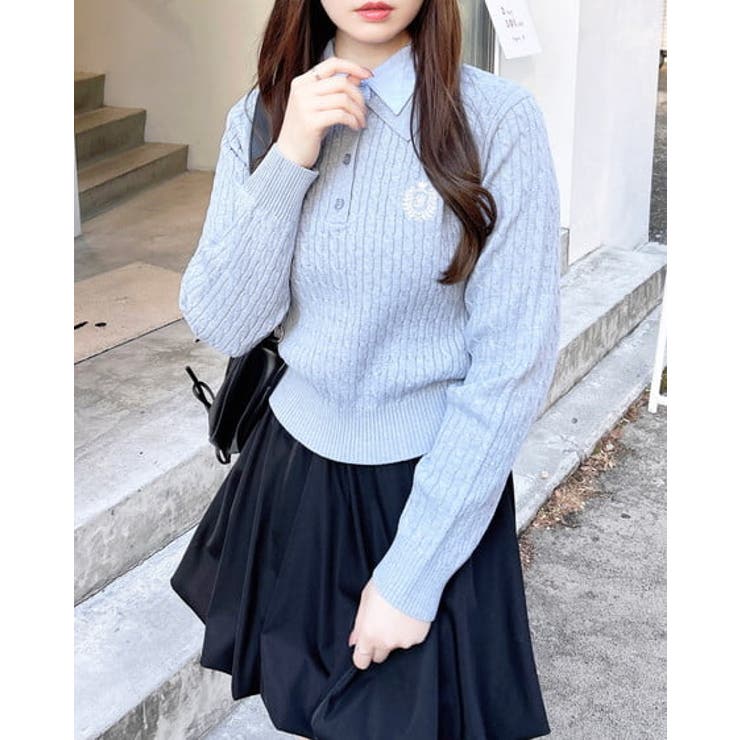 【WEB限定】ケーブルダブルカラーポロニット | INGNI  | 詳細画像8 