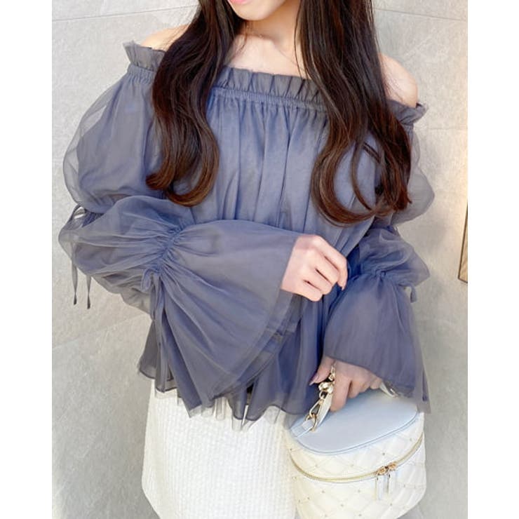 袖リボンチュールオフショルブラウス[品番：INGW0010609]｜INGNI