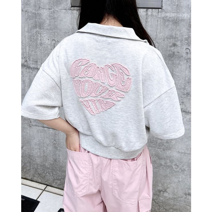 ハーフジップバック貼付ハートミニ裏毛トップス | INGNI  | 詳細画像10 