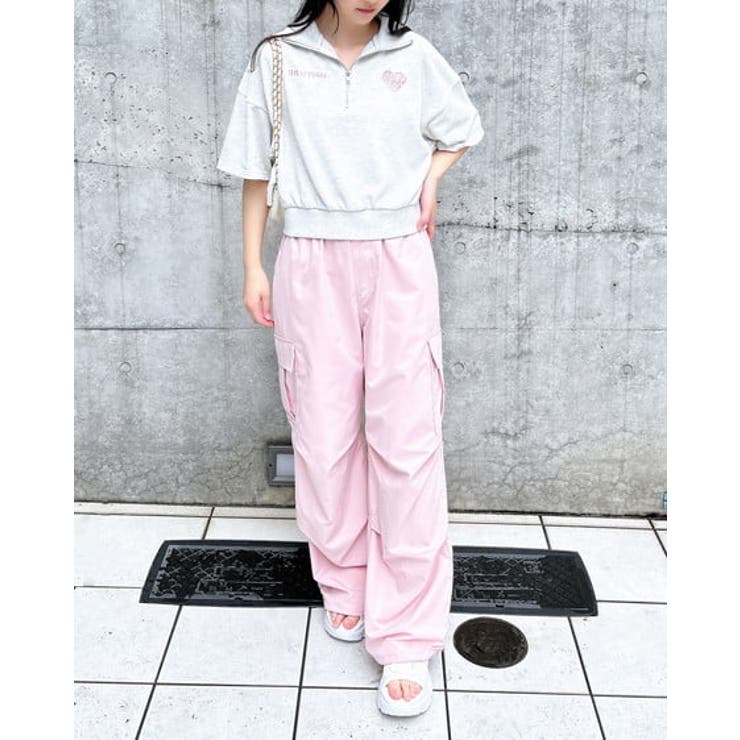 ハーフジップバック貼付ハートミニ裏毛トップス | INGNI  | 詳細画像6 