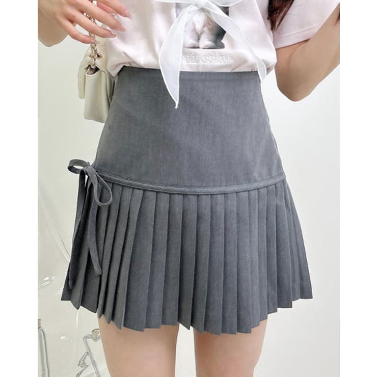グレー | サイドリボンプリーツミニスカパン | INGNI 