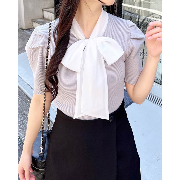 【WEB限定】シアーボウタイ半袖ニット | INGNI  | 詳細画像1 