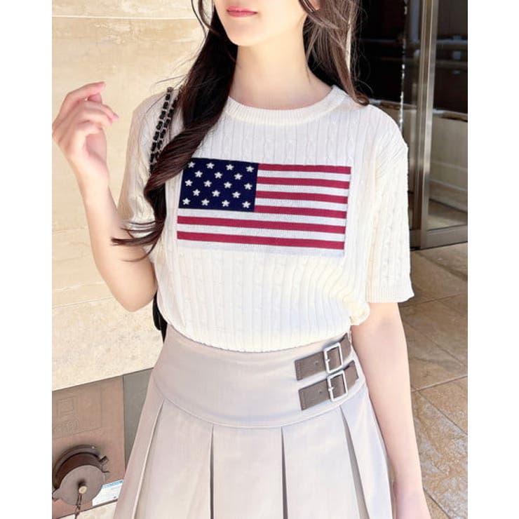 【WEB限定】国旗柄ジャガード半袖ニット | INGNI  | 詳細画像9 