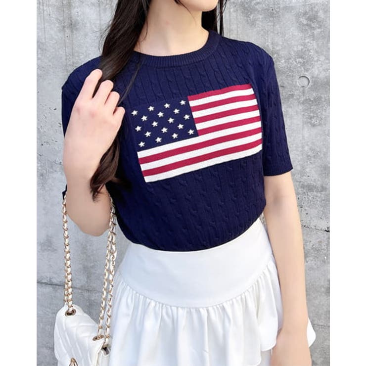 コン | 【WEB限定】国旗柄ジャガード半袖ニット | INGNI 