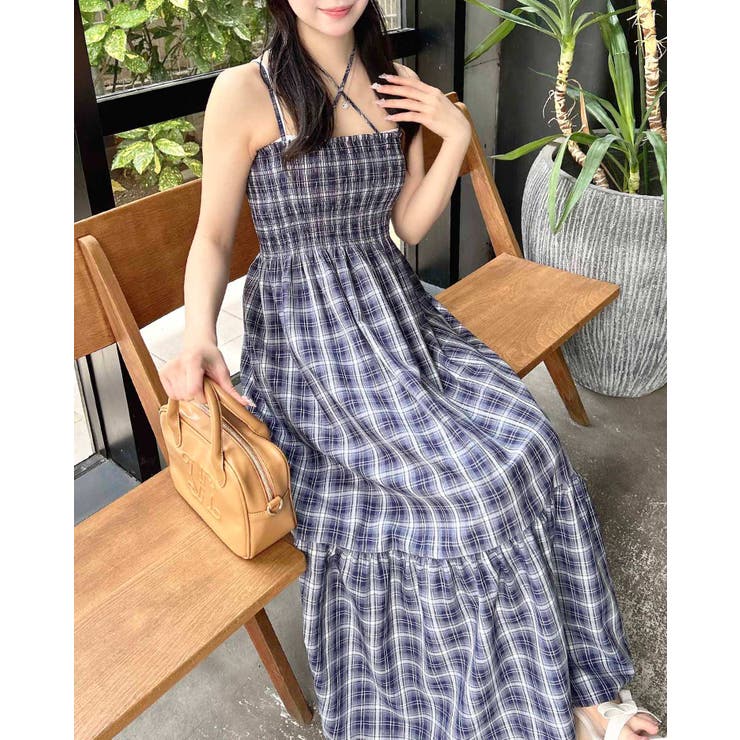 laguagemチェック柄ホルターネックワンピース LAGUA GEM（ラグアジェム）の「HALTER NECK チェックワンピース