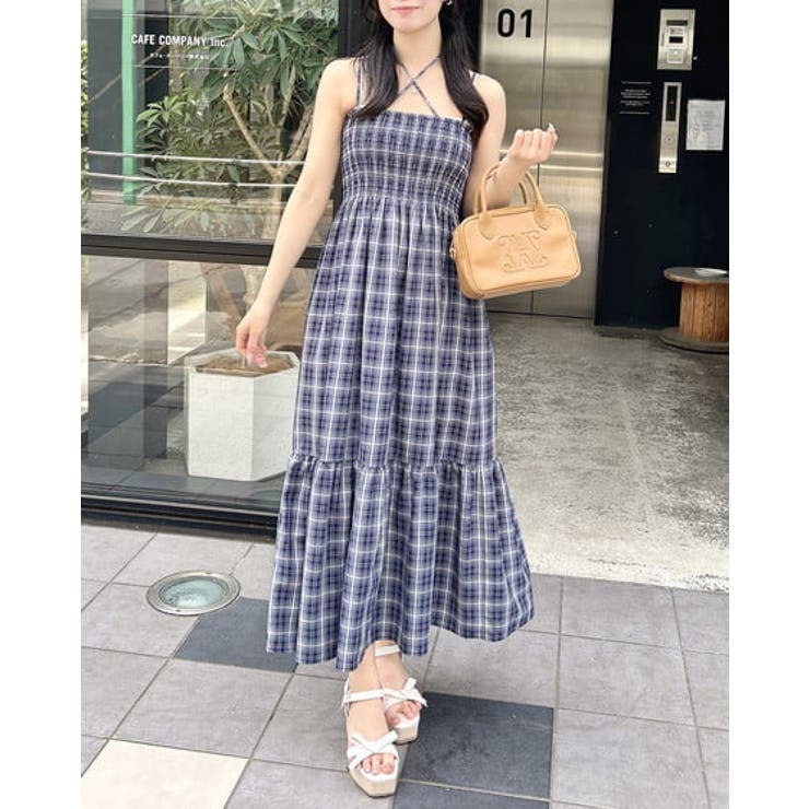 laguagemチェック柄ホルターネックワンピース LAGUA GEM（ラグアジェム）の「HALTER NECK チェックワンピース