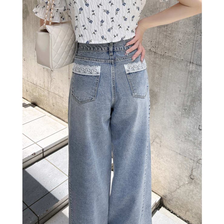 バックポケットレースワイドルーズデニム | INGNI  | 詳細画像1 