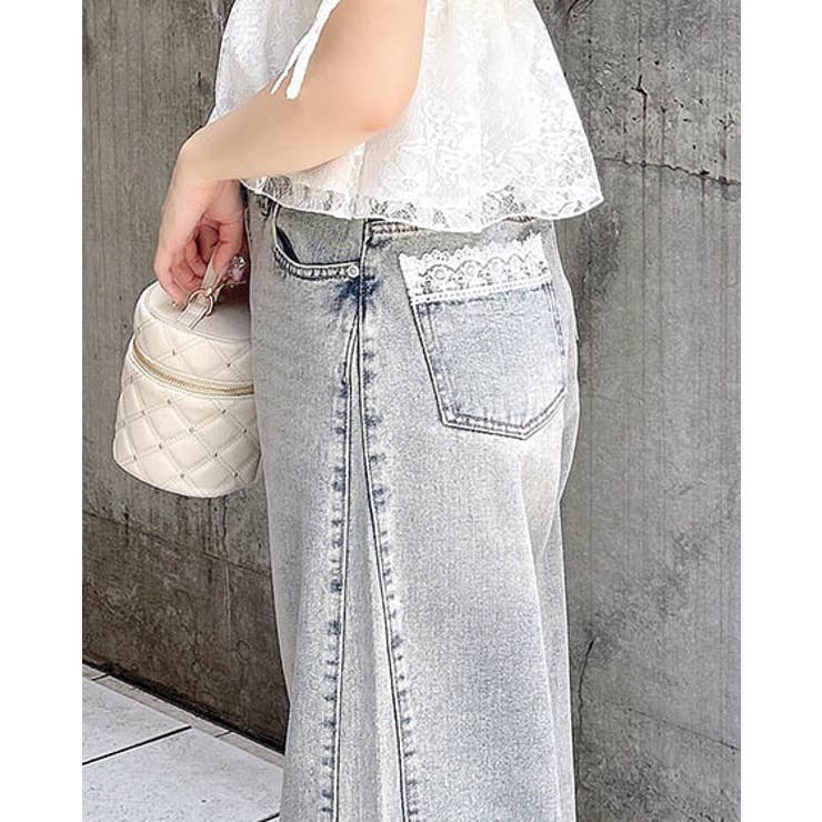 バックポケットレースワイドルーズデニム | INGNI  | 詳細画像9 