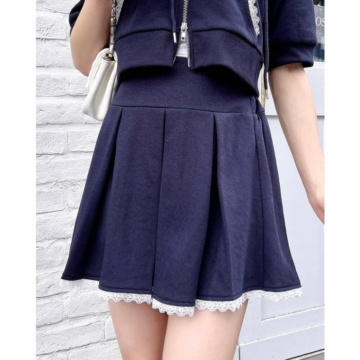 裾レースミニ裏毛プリーツスカート[品番：INGW0010932]｜INGNI