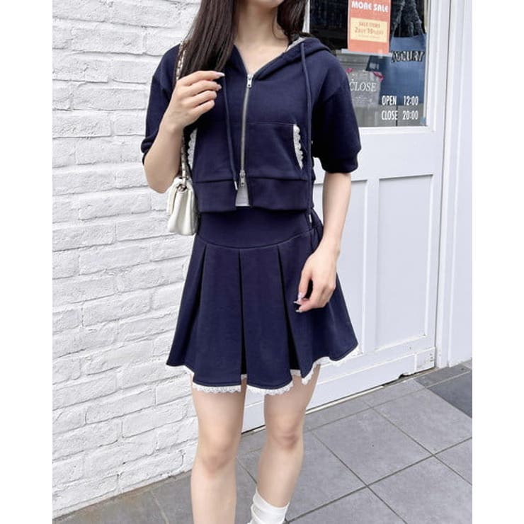 裾レースミニ裏毛プリーツスカート | INGNI  | 詳細画像4 