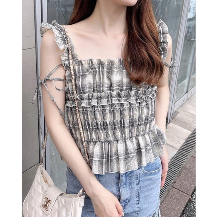 2wayフリルチェック柄キャミブラウス[品番：INGW0010930]｜INGNI