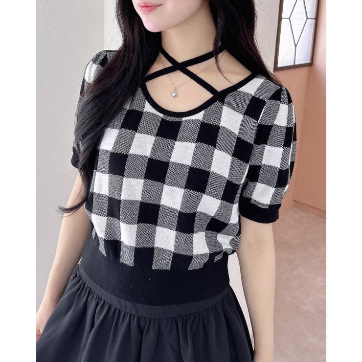 クロスチョーカーチェック柄ニット | INGNI  | 詳細画像1 