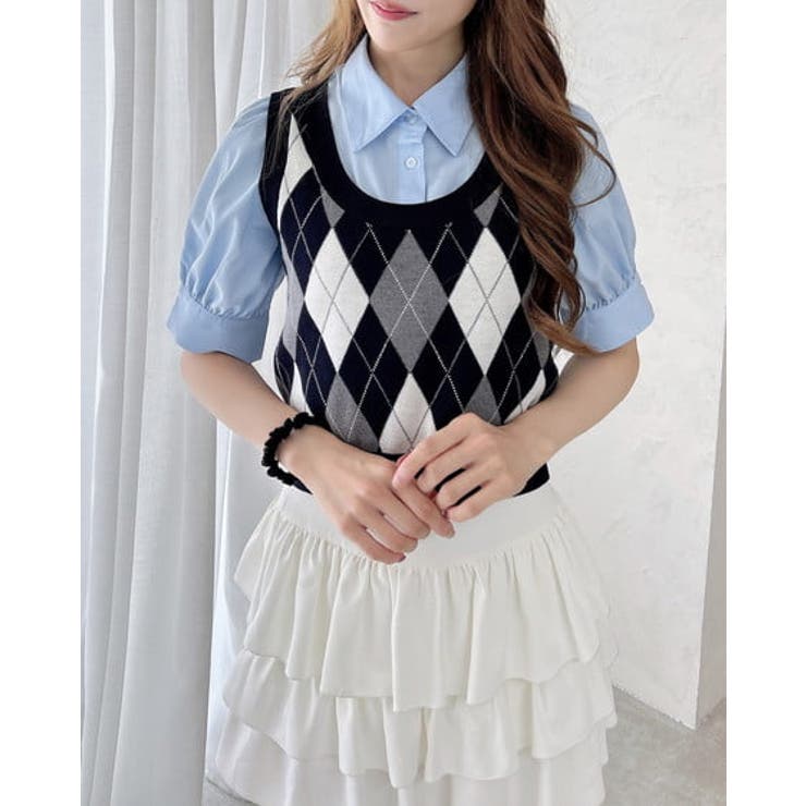 アーガイルニットベスト+シャツセット[品番：INGW0010991]｜INGNI