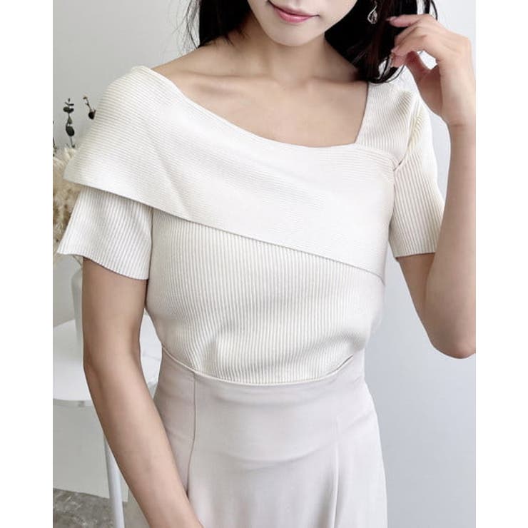 オフホワイト | 12Gアシンメトリーニット | INGNI 