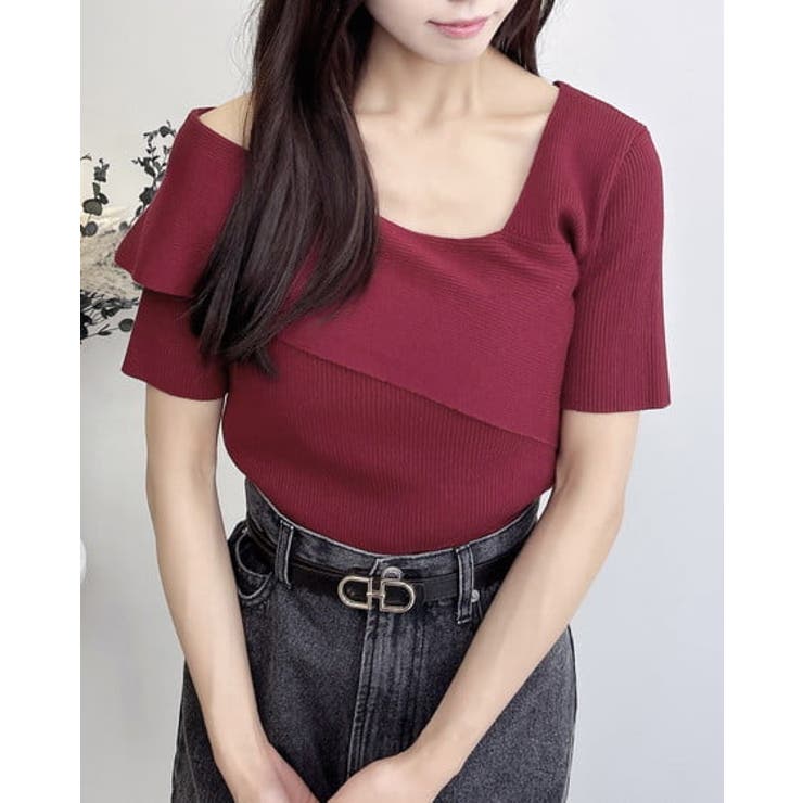 ボルドー | 12Gアシンメトリーニット | INGNI 