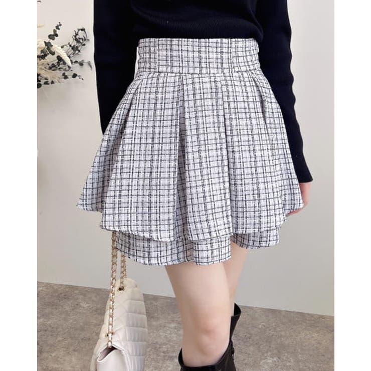 オフ/ツイード | ツイードタックミニフレアスカート | INGNI 