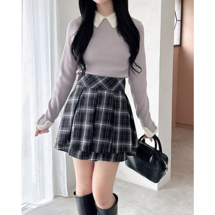 【WEB限定アイテム】配色衿フェザーニット | INGNI  | 詳細画像10 