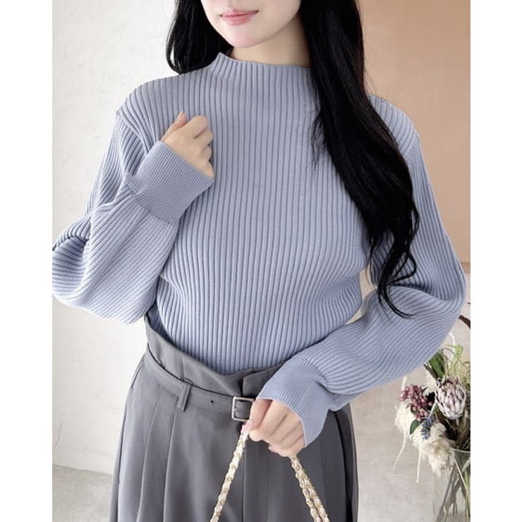 ブルー | 12Gボトルネックリブニット | INGNI 