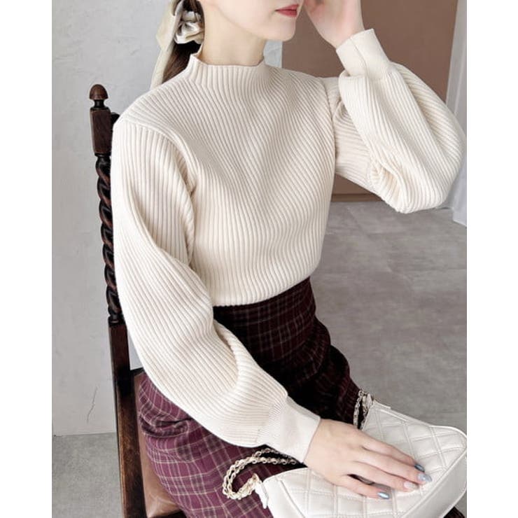 オフホワイト | 12Gボトルネックリブニット | INGNI 