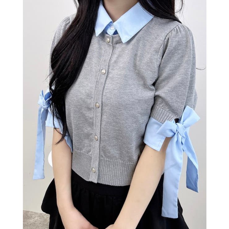 12G袖リボンシャツレイヤード風ニット | INGNI  | 詳細画像10 