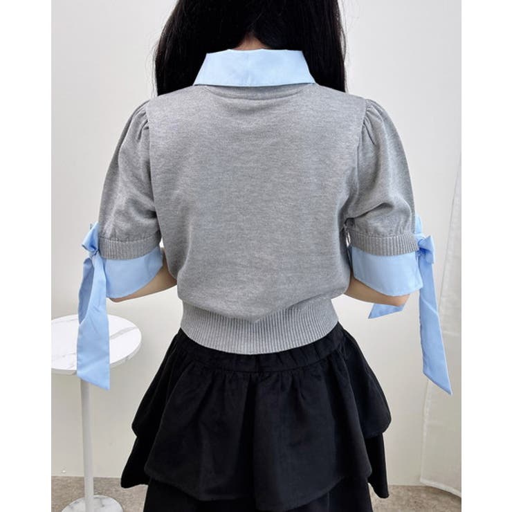 12G袖リボンシャツレイヤード風ニット | INGNI  | 詳細画像7 