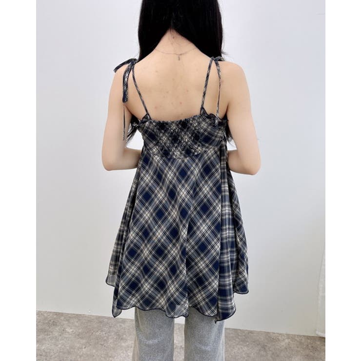 シアーチェックイレヘムチュニックワンピース[品番：INGW0011029