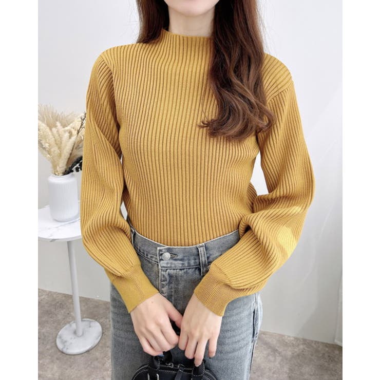 マスタード | 12Gボトルネックリブニット | INGNI 