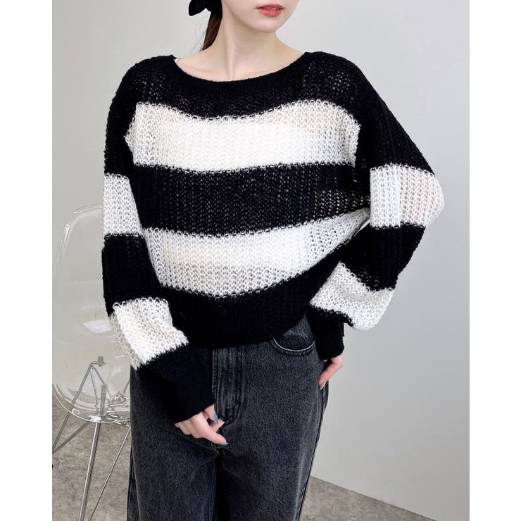 ドロストモヘアボーダーニット | INGNI  | 詳細画像1 