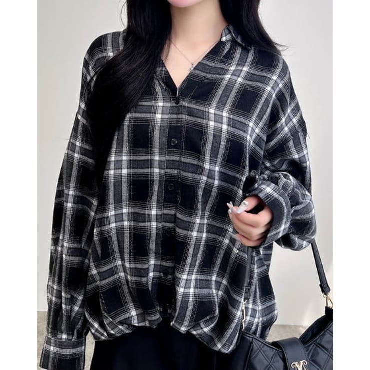 バックレースアップチェック柄裾タックシャツ | INGNI  | 詳細画像9 