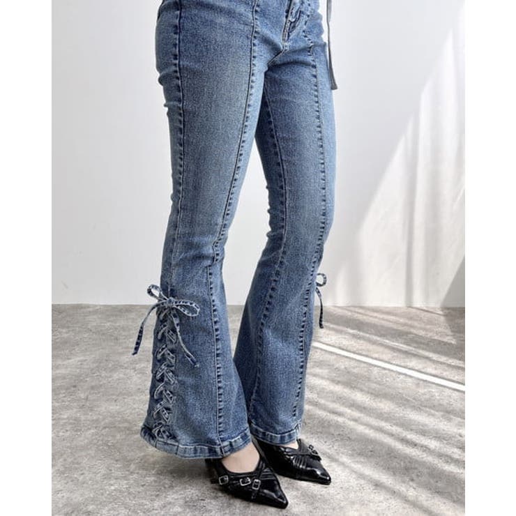 センターシームレースアップフレアデニムパンツ | INGNI  | 詳細画像6 