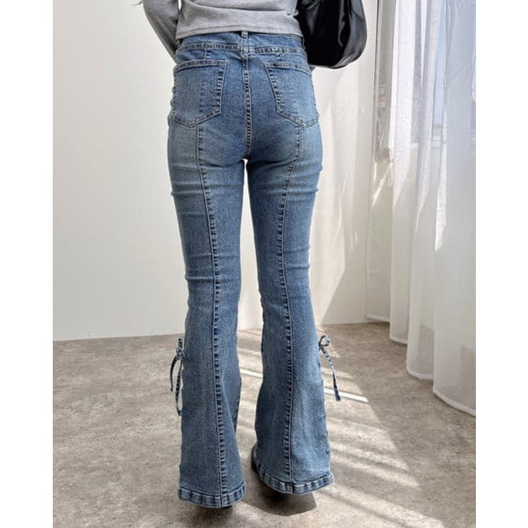 センターシームレースアップフレアデニムパンツ | INGNI  | 詳細画像4 