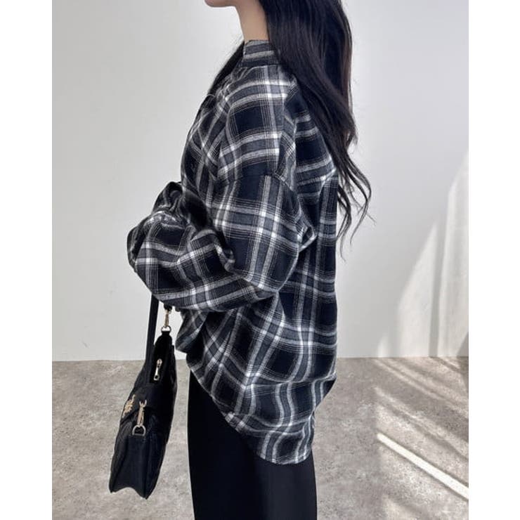 バックレースアップチェック柄裾タックシャツ | INGNI  | 詳細画像8 