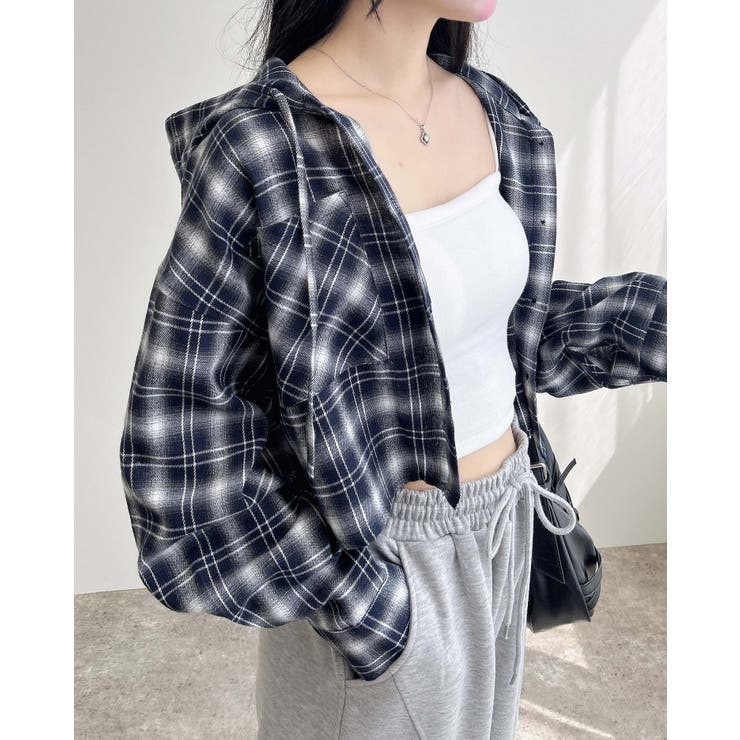 フードチェック柄ショートシャツ | INGNI  | 詳細画像1 