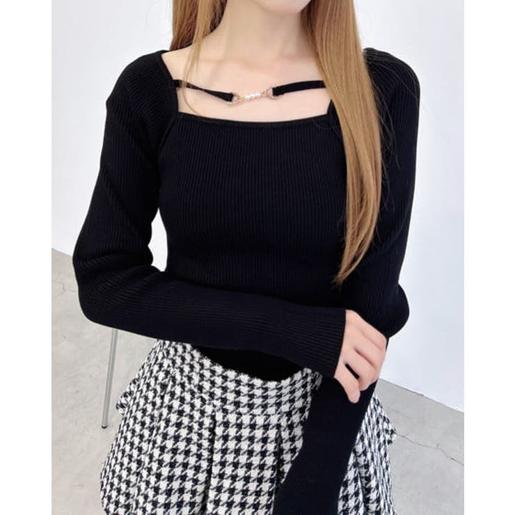 クロ | 12Gデコルテオープンビジューニット | INGNI 