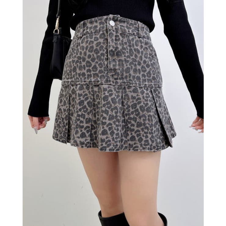 グレー/ヒョウ | アソート柄プリーツミニスカート | INGNI 