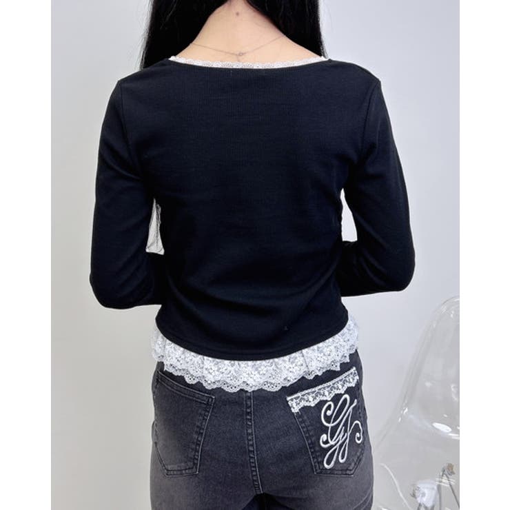 ヘンリーNレース付プレートロゴ長袖リブTOPs | INGNI  | 詳細画像9 