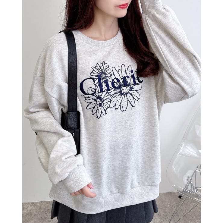 フラワーロゴ裏毛トップス | INGNI  | 詳細画像1 