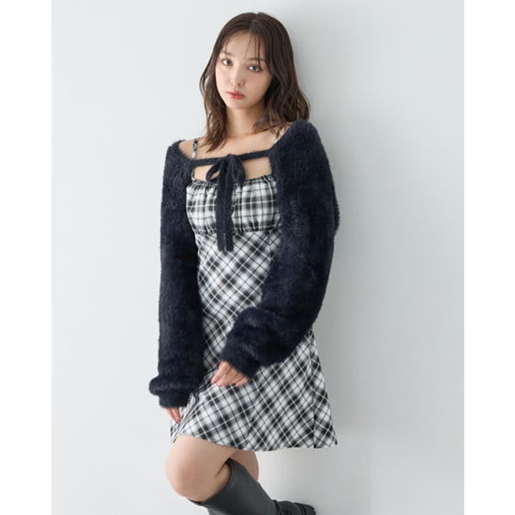 7Gフェザーボレロニット+CK柄ミニキャミワンピ | INGNI  | 詳細画像10 