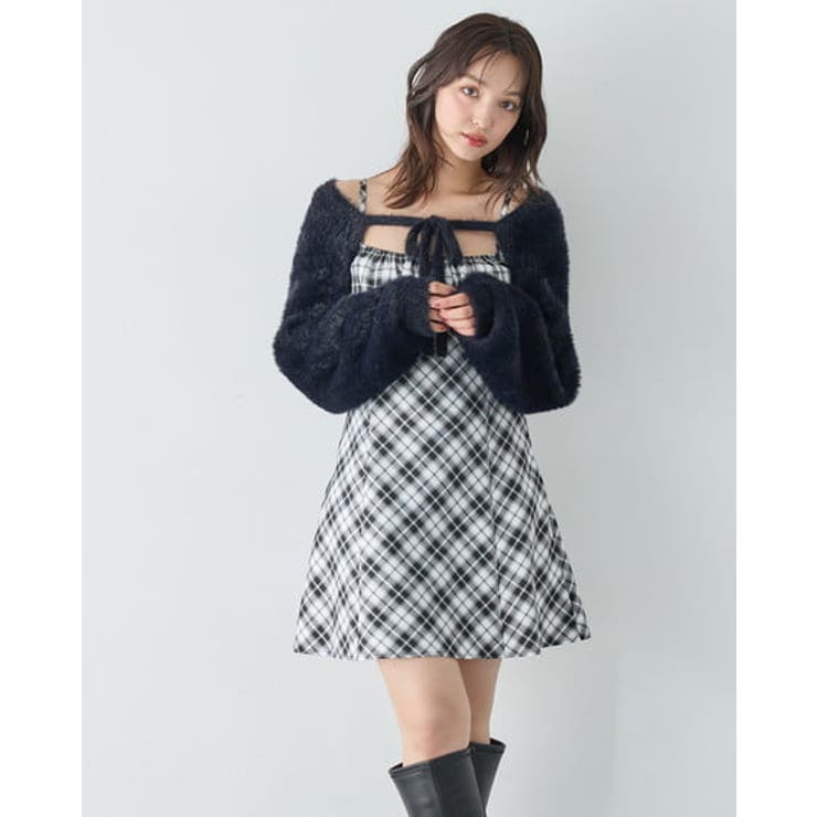 7Gフェザーボレロニット+CK柄ミニキャミワンピ | INGNI  | 詳細画像9 