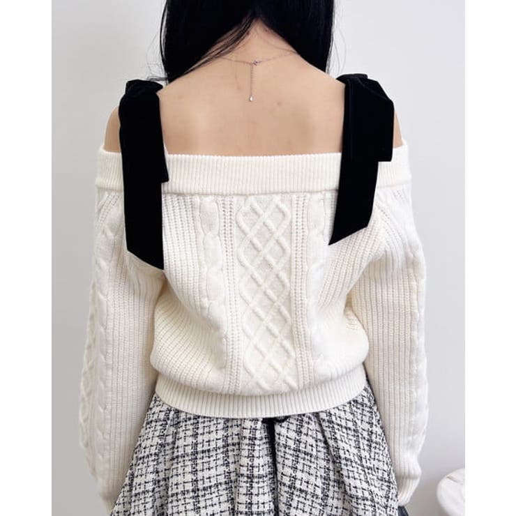 7G 2WAYベロアリボンオフショルケーブルニット | INGNI  | 詳細画像3 