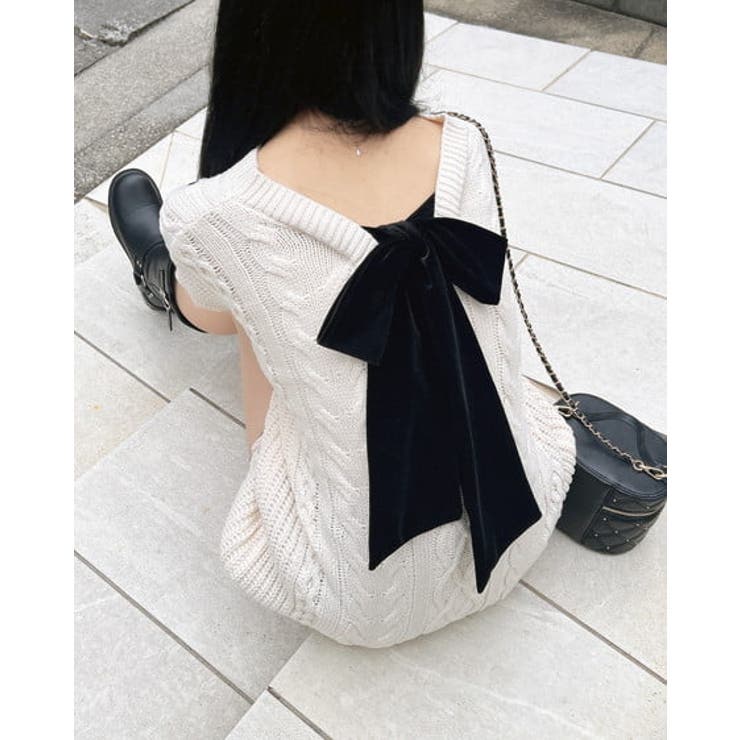 5G Backベロアリボンケーブルチュニックニット | INGNI  | 詳細画像7 