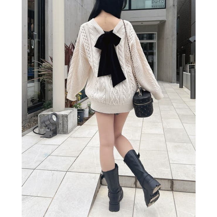 5G Backベロアリボンケーブルチュニックニット | INGNI  | 詳細画像4 