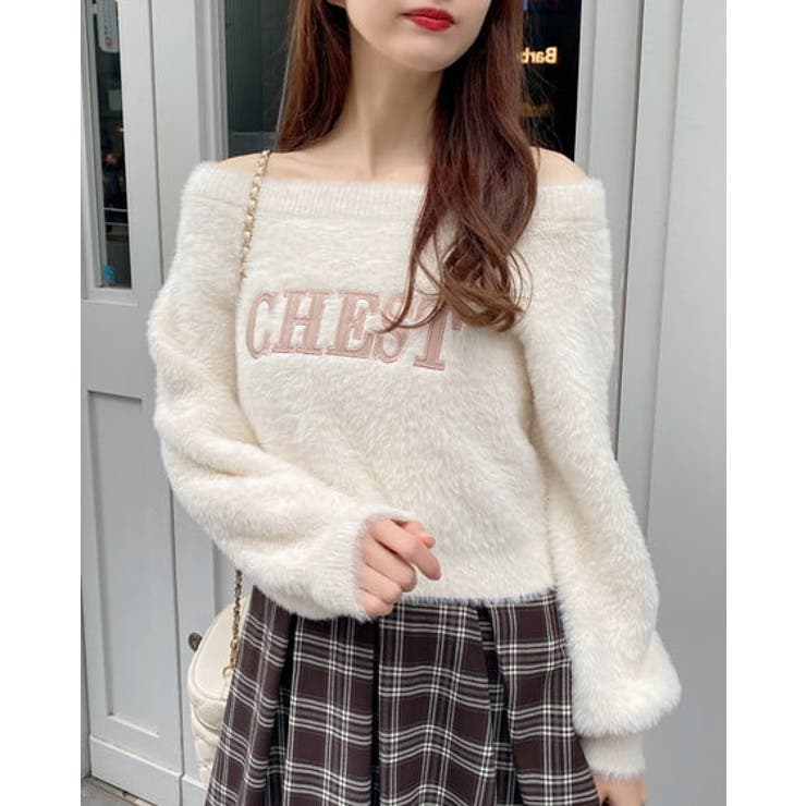 7Gオフショルレザー貼付ロゴシャギーニット | INGNI  | 詳細画像9 