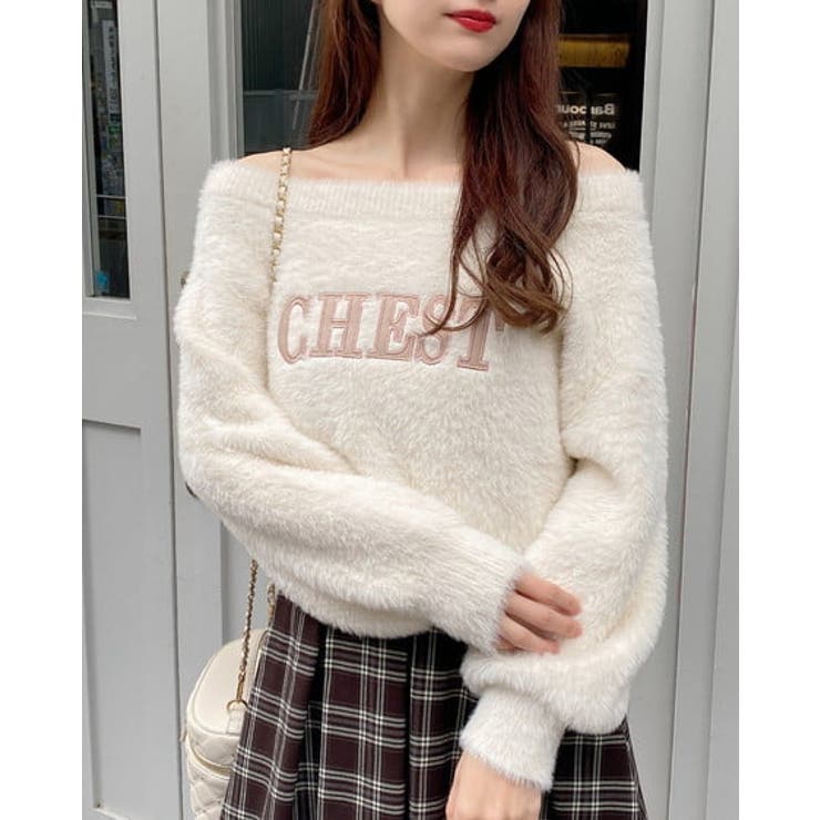 7Gオフショルレザー貼付ロゴシャギーニット | INGNI  | 詳細画像7 