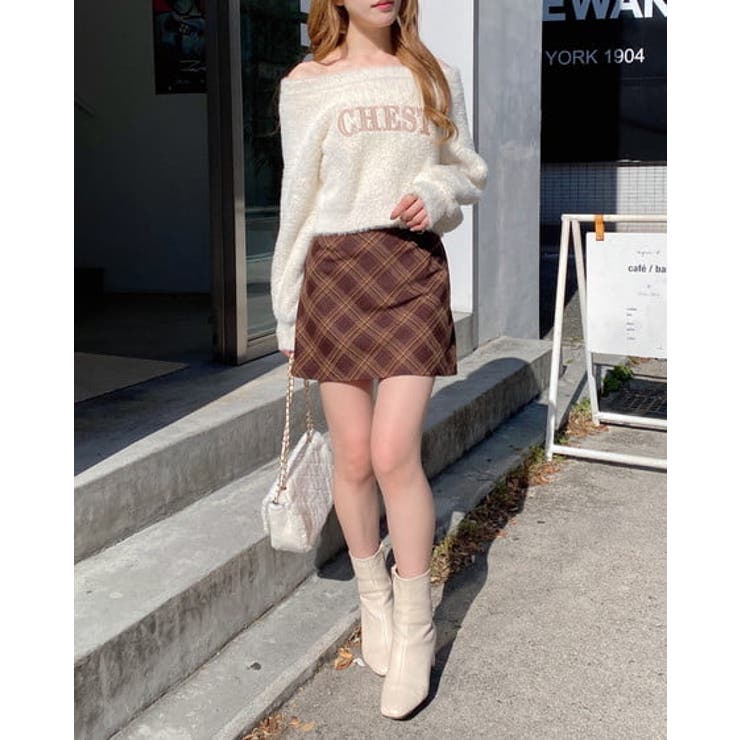 7Gオフショルレザー貼付ロゴシャギーニット | INGNI  | 詳細画像2 