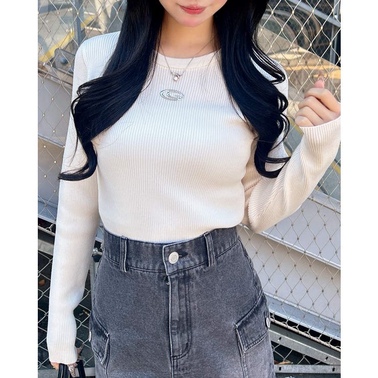 12Gメタルプリントリブニット | INGNI  | 詳細画像1 