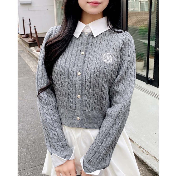 12G シャツレイヤード風ケーブルニット | INGNI  | 詳細画像1 