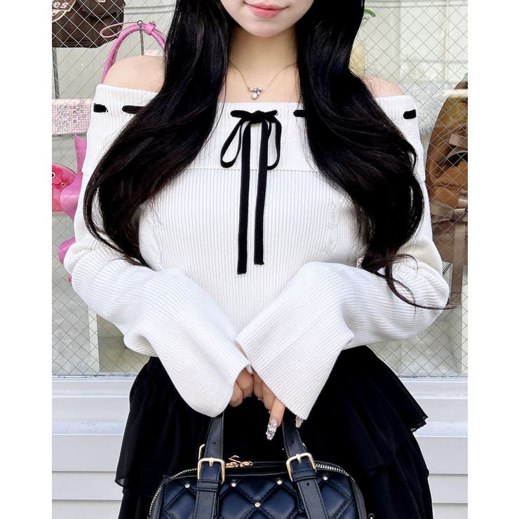 12GリボンオフショルフレアSニット | INGNI  | 詳細画像1 