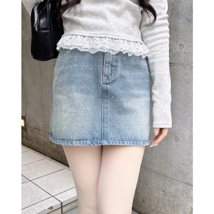 デニム/ライトブルー | ラインストーンデニムミニSK | INGNI 